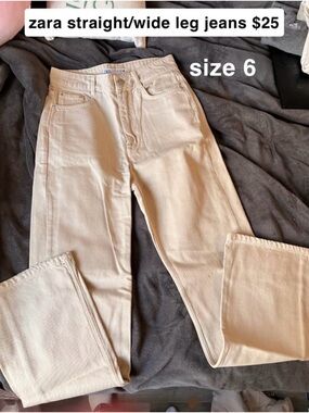 zara high rise straight/wide leg jeans size 6